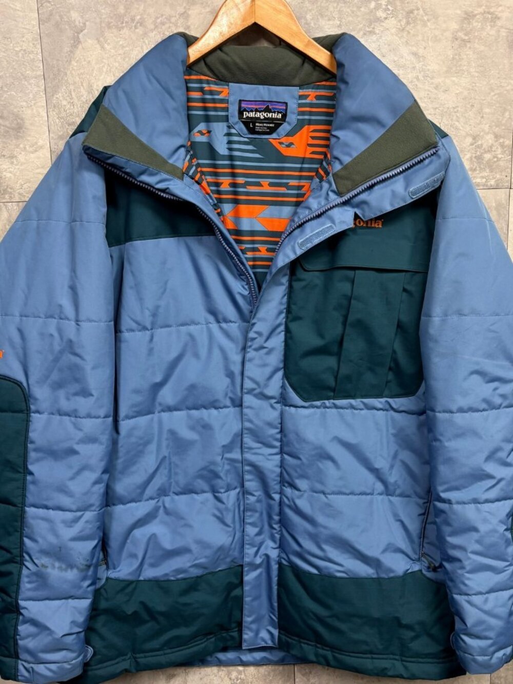 Patagonia RECCO Insulated Ski Jacket L Blue Teal